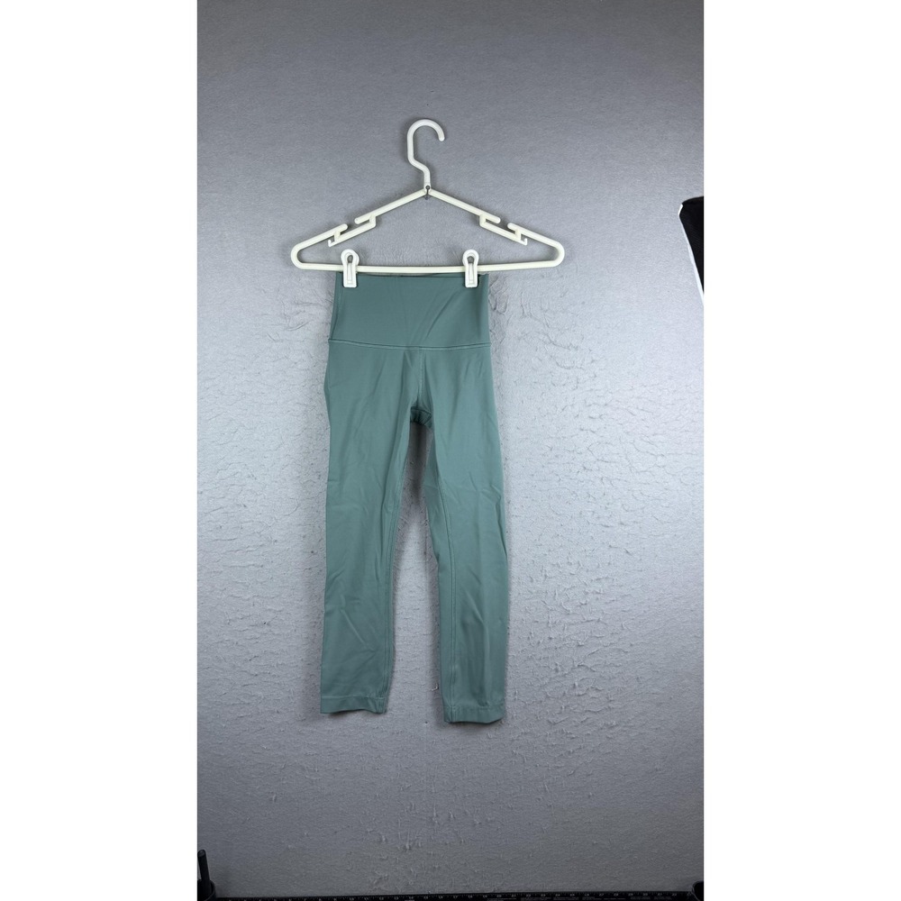 Lululemon Pants Womens Small Green High Rise Crop Leggings Yoga Athletic Workout